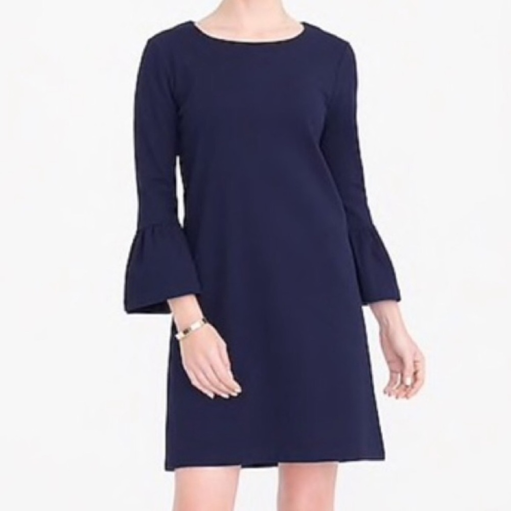 J. Crew Bell 3/4 Sleeve Mini Dress Navy Blue Size XXS